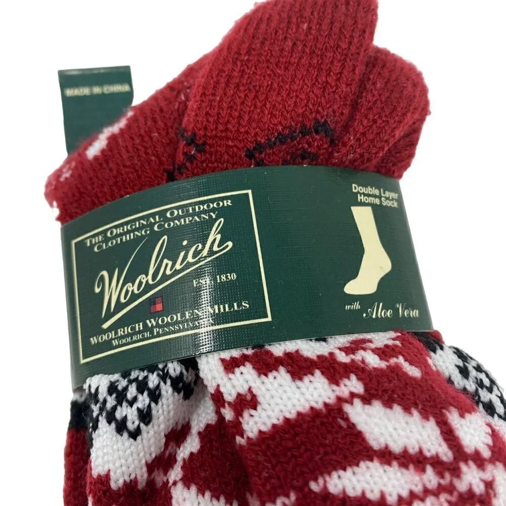 Woolrich Aloe-Infused Double-Layer Patterned Crew Socks One Size